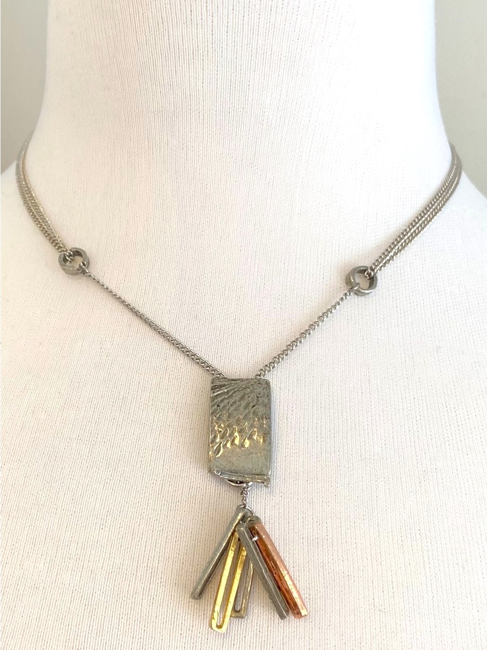 Anne-Marie Chagnon Sculptural Mixed Metal Statement Necklace Handmade Montreal